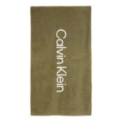 Asciugamano Calvin Klein Mid Logo Verde Cachi Bianco