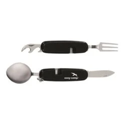 Posate Pieghevoli Easy Camp Foldin Cutlery Nero Acciaio