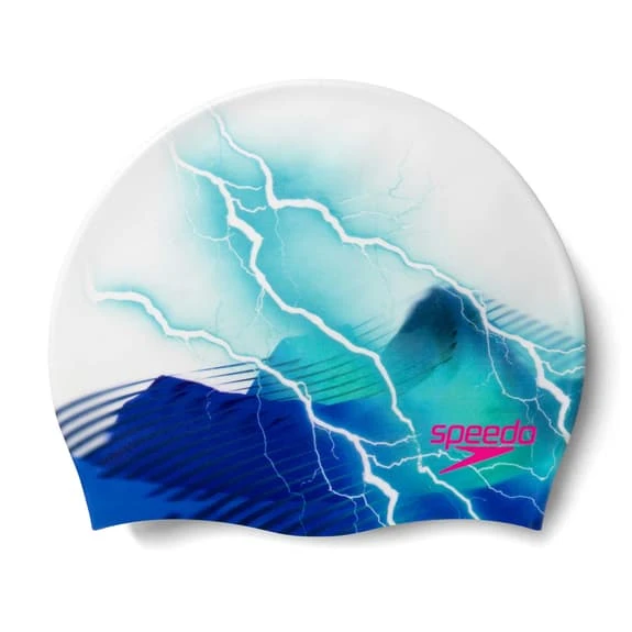 Cuffia Speedo Digital Print Bianco Blu Marino Verde 3 Cuffia Speedo Digital Print Bianco Blu Marino Verde