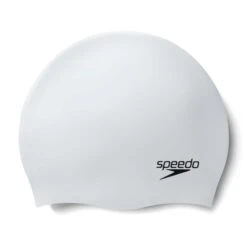 Cuffia Speedo Plain Moulded Silicone Bianco Nero